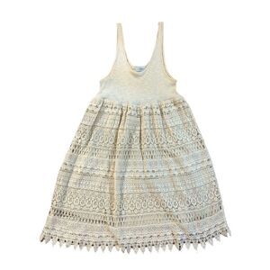 Audrey 3+1 Cream Empire Cut Lace Dress LARGE